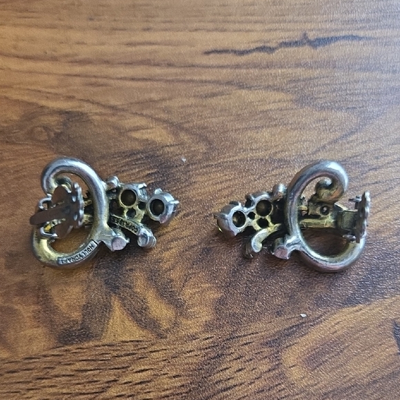 Vintage 1955 Hollycraft Green Crystal Brooch & Clip-on Earring Set - Picture 4 of 7